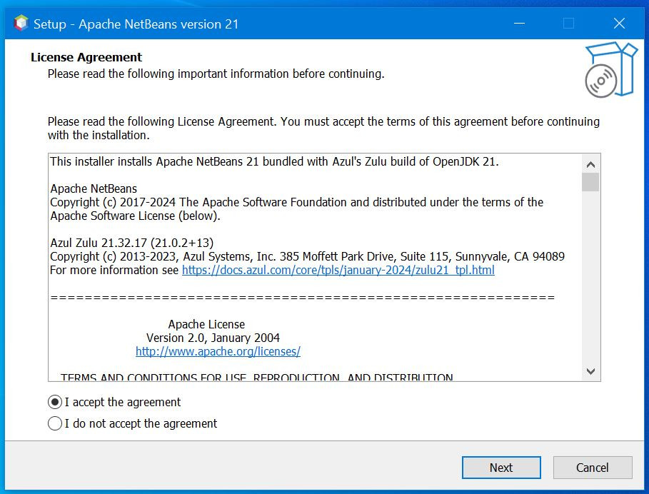 NetBeans license agreement